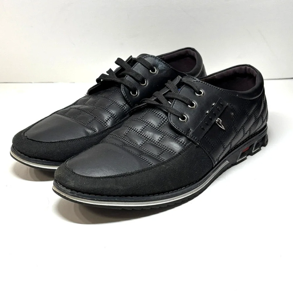Cosidram Casual Dress Shoes Mens Black Quilted Suede Spike Detail Streetwear‎